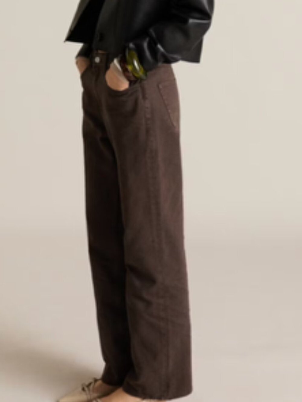 Mango Brown Straight Mid Waist Regular Fit 100% Cotton Jean